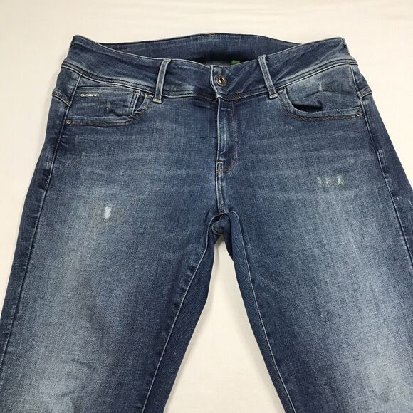 G STAR RAW Lynn Jeans Women 34x32 (32x31 actual) Mid Super Skinny Slim Distress - Picture 3 of 16